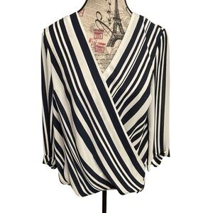 Atmosphere Navy and White Striped Blouse